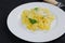 Fresh pappadelle pasta with lemon, basil and creame