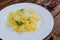 Fresh pappadelle pasta with lemon, basil and creame