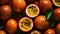 Fresh Passionfruit, Fruitful Vibes, Top-Down View of Fruit Mockup for Your Seasonal Design - Generative AI