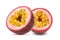 Fresh passionfruits isolated on white background. Full depth of field