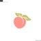 Fresh peach. Logo. Japanese white peach with leaves