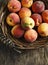 Fresh peaches in basket