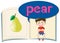 Fresh pear in children book