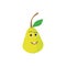 Fresh pear icon vector illustration. Green pear icon. Pear icon clipart. Happy pear.