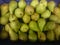 Fresh pears on the shelves of the market