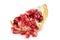 Fresh peeled pomegranate on white background