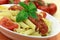 Fresh penne with tomato sauce