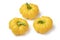 Fresh picked yellow bell peppers close up on white background