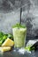 Fresh pineapple mint leaves ice smoothie Healthy food