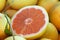 Fresh pink grapefruit sliced open