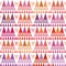 Fresh pink, purple and orange boho style triangle clusters. Repeat vector pattern on white background with summer vibe