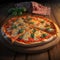 Fresh Pizza Render on Wooden Plate
