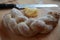 Fresh Plait bread loaf and butter great food to accompany a meal or soup