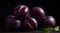 Fresh plums background, top view closeup, farm natural organic fruits. AI generated.