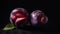 Fresh plums background, top view closeup, farm natural organic fruits. AI generated.