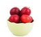 Fresh plums in green deep bowl