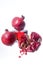 Fresh pomegranate fruits and juice