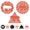 Fresh Pork Meat Seals Icons Set