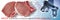 Fresh pork steak HACCP Hazard Analyses and Critical Control Points concept with graphs and microscope analysis - Food Safety and