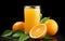 Fresh pressed orange juice with ice cubes