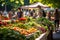 Fresh produce at the local farmers market. Farmers markets are a traditional way of selling agricultural products, A bustling
