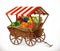 Fresh produce market. Cart with fruits and vegetables, vector icon