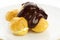 Fresh profiteroles with hot chocolate sauce