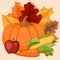 Fresh pumpkin thanksgiving decorative seasonal ripe food organic healthy vegetarian vegetable vector