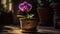 Fresh purple orchid in ornate vase decor generated by AI