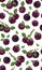 Fresh purple plum seamless pattern, Vector illustration