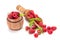 Fresh rasberry in wooden bowl