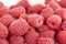 Fresh raspberries background. Close up photo of sweet forest berries.