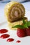 Fresh raspberry roulade