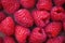 Fresh raspberry texture Close up red raspberries fruit background top view