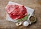 Fresh raw beef steaks