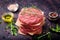 Fresh raw homemade minced beef steak burger with spices
