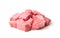 Fresh raw meat is cut into large chunks for frying.