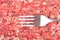 Fresh raw minced meat with fork