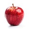 A fresh raw organic red apple with water drops for fruit salad recipes on white background Generative AI Illustration