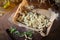 fresh raw pasta in basket