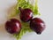 Fresh raw purple onion vegetable natural vegan food on white background
