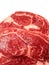 Fresh raw rib eye steak on white isolated surface. Meat industry product. Premium tender meat cut. Close up