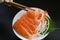 fresh raw salmon fish for cooking food seafood salmon fish, salmon sashimi food salmon fillet japanese menu with shiso perilla