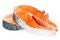 Fresh Raw Salmon Red Fish Steak isolated on a White Background