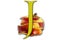 Fresh red apple letter, J healthy fruit food uppercase alphabet, isolated design element
