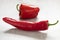 Fresh red bell pepper and pointed bell pepper close up
