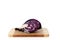Fresh red cabbage, wooden chopping board.