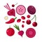 Fresh Red Fruits And Vegetables Set