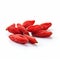 Fresh Red Goji Berries On White Background - Patricia Piccinini Style