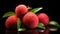 Fresh red litchi, lichee, lychee. Litchi chinensis background.